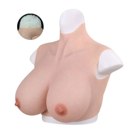 Bust realistic breasts cotton high collar - Silicone breast combinations