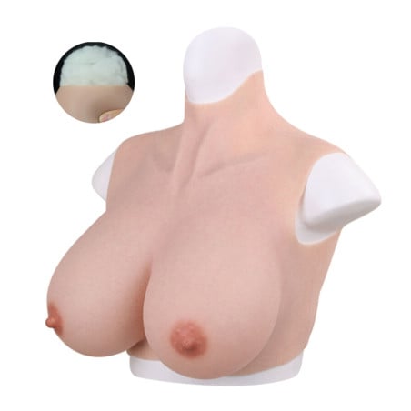 Buste seins réalistes coton col haut - Bustes silicone pour travesti