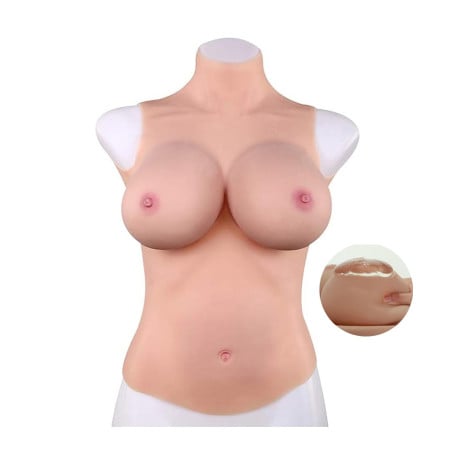 Buste entier seins réalistes silicone col haut - Bustes silicone pour travesti