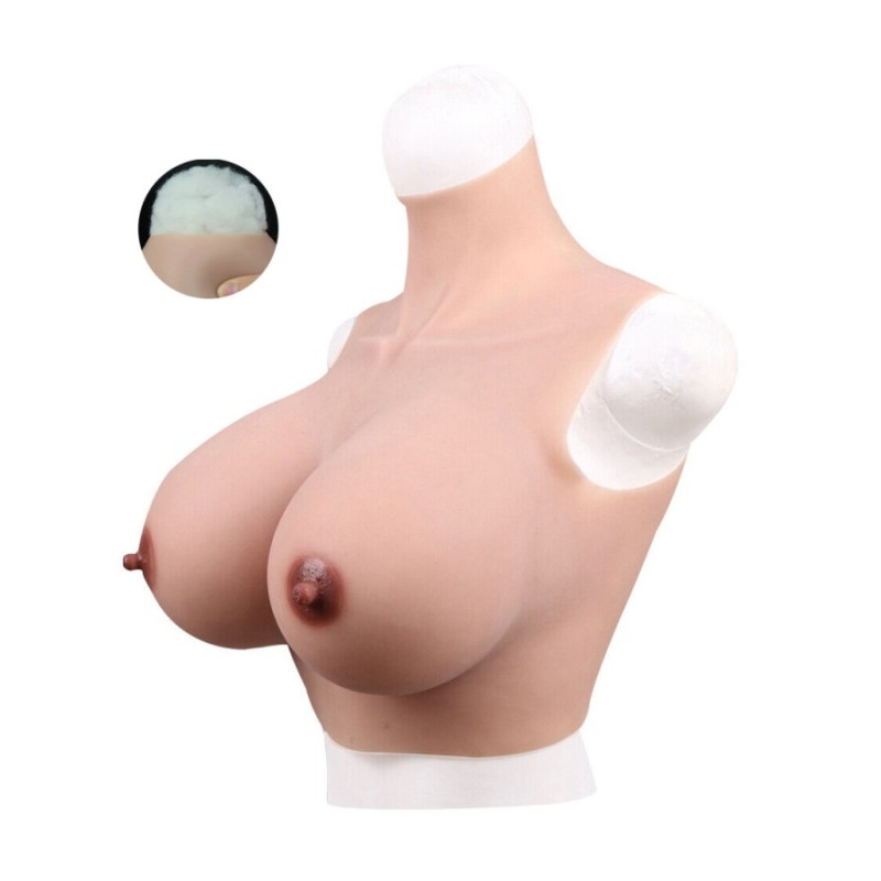 Bust breasts cotton high collar - Silicone breast combinations for cross-dressers