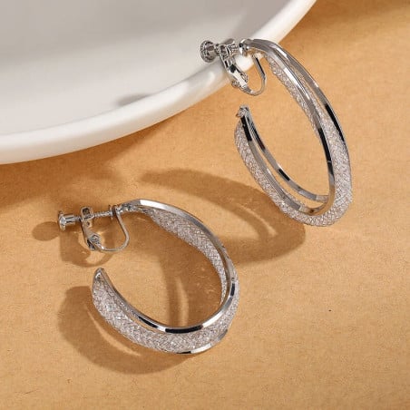 Mini hoop earrings with silver clips - Clip earrings