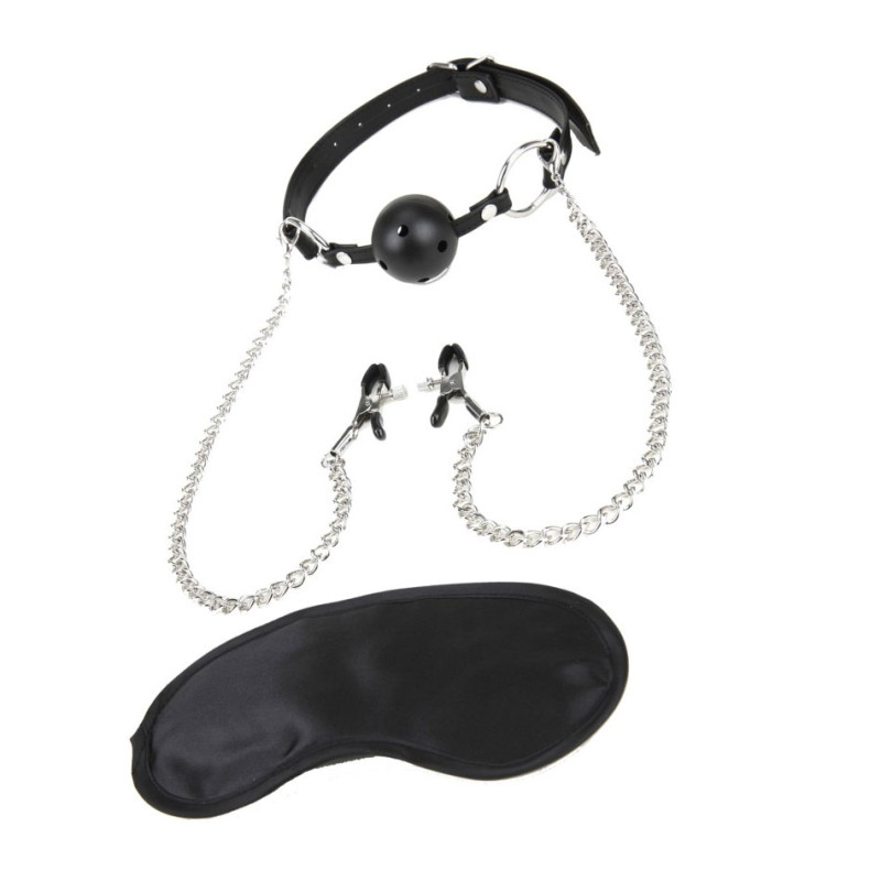 Ball gags with nipple clamps - Ball gags for cross-dressers
