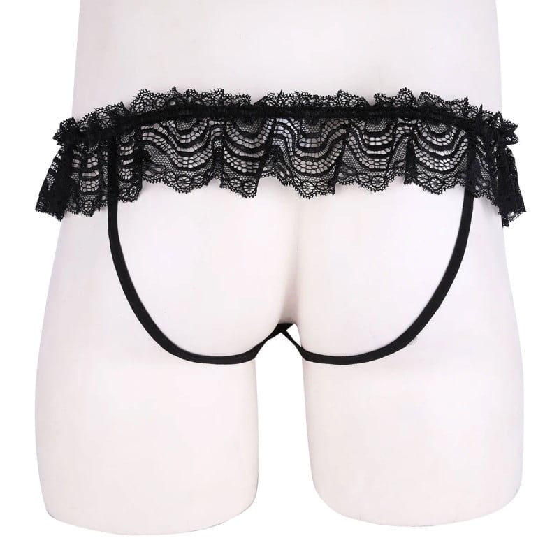 Black Sissy thong with knots - Panties & Thongs for cross-dressers