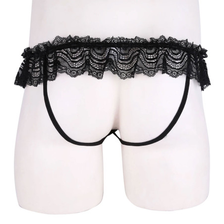 String Sissy noire avec noeuds - Culottes / Strings