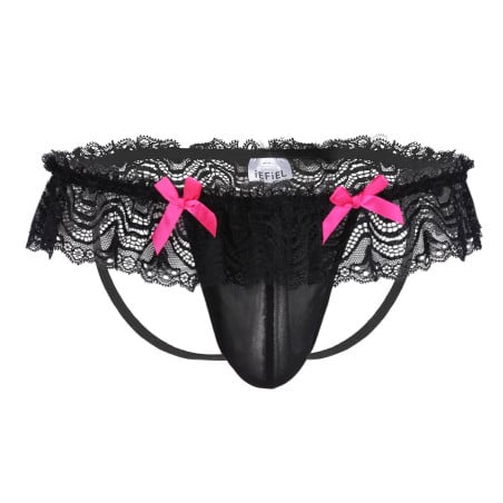Black Sissy thong with knots - Panties & Thongs for cross-dressers