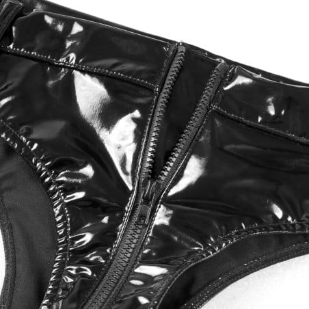 Black sexy panties in zipped wetlook - Panties & Thongs for cross-dressers Black sexy panties in zipped wetlook - Panties & Thongs for cross-dressers