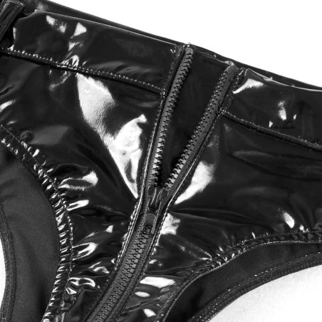 Culotte sexy noire en wetlook zippée - Culottes / Strings Culotte sexy noire en wetlook zippée - Culottes / Strings