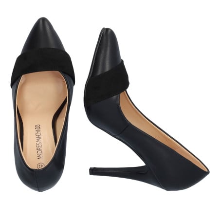 Black bi-material pumps 12 cm - Pumps