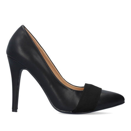 Black bi-material pumps 12 cm - Pumps