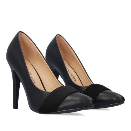 Black bi-material pumps 12 cm - Pumps