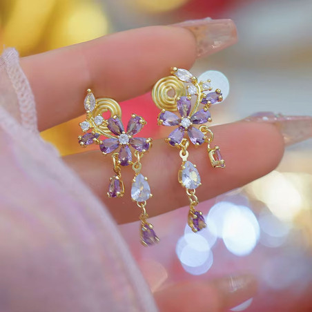 Boucles d'oreilles à clips Nuée de violettes - Boucles d'oreilles à clips Boucles d'oreilles à clips Nuée de violettes - Boucles d'oreilles à clips