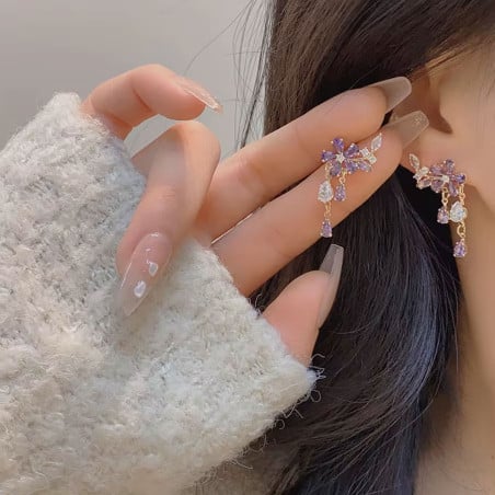 Boucles d'oreilles à clips Nuée de violettes - Boucles d'oreilles à clips