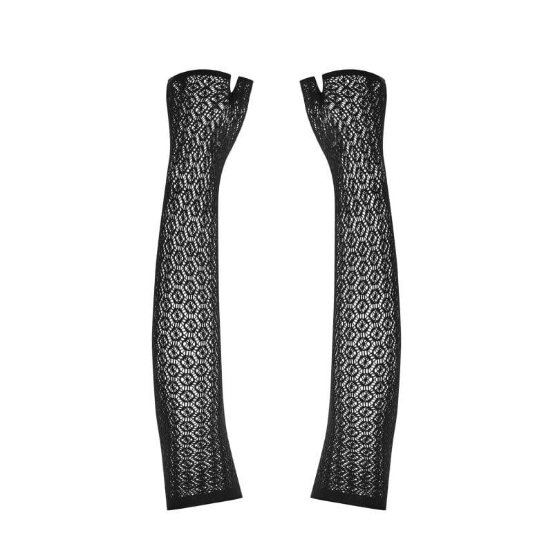 Mitaines noires résilles mozaique - Mitaines pour travestis