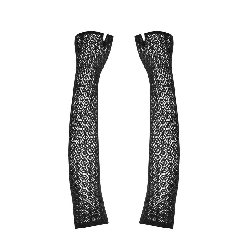 Mosaic Black Mesh Mittens - Gloves and boas
