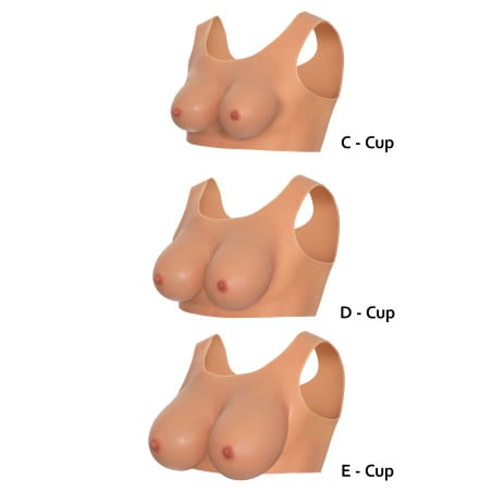 Combinaison faux seins col rond - Bustes silicone pour travesti