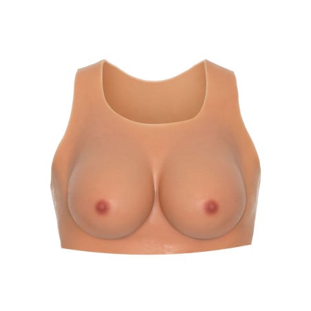 Combinaison faux seins col rond - Bustes silicone pour travesti