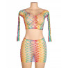 Ensemble résille Arc en Ciel - Ensemble lingerie sexy pour travestis Ensemble résille Arc en Ciel - Ensemble lingerie sexy pour travestis