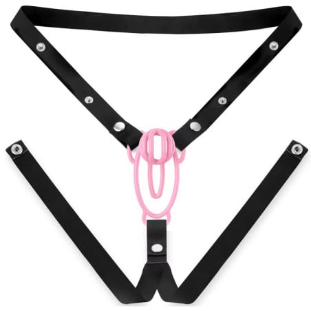 White chastity fufu with harness - Tucking