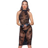 Robe résille floquée en velours Dos nu - Robes pour travestis Robe résille floquée en velours Dos nu - Robes pour travestis