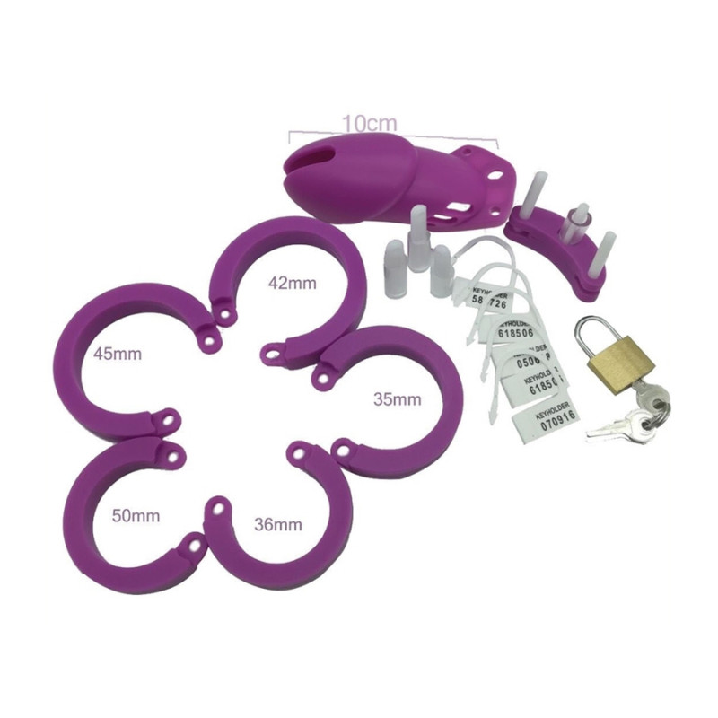 Cage de chasteté Silicone Bran 9 x 3cm Violette - Cages de chasteté pour travestis