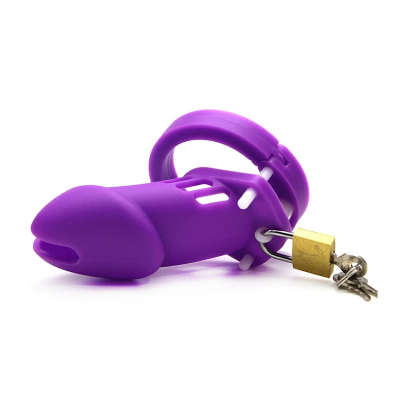 Bran Silicone Chastity Cage 9 x 3cm Violet - Chastity cages for cross-dressers