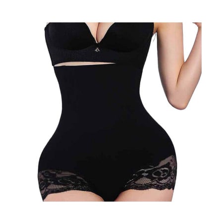 Culotte noire ventre plat à trous - Fausses fesses