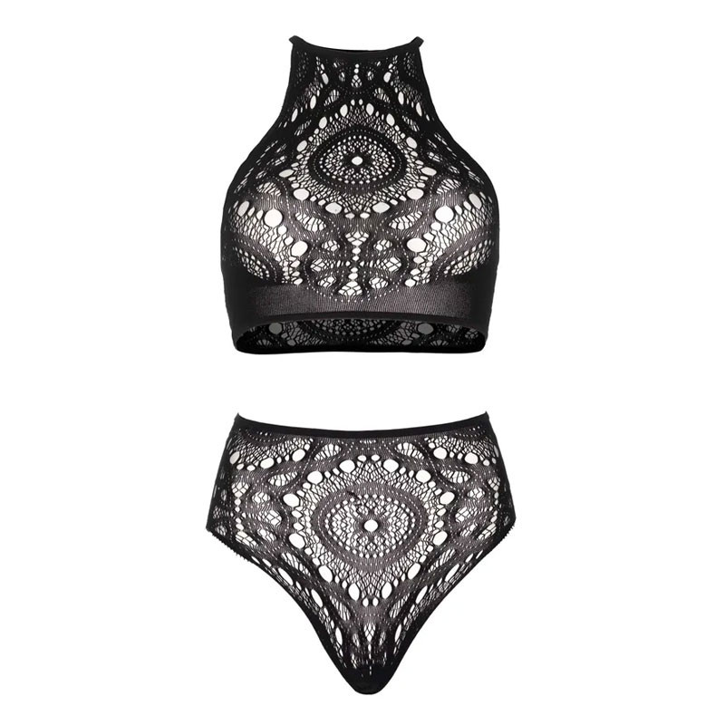 Sexy black crochet set - Sexy set for cross-dressers