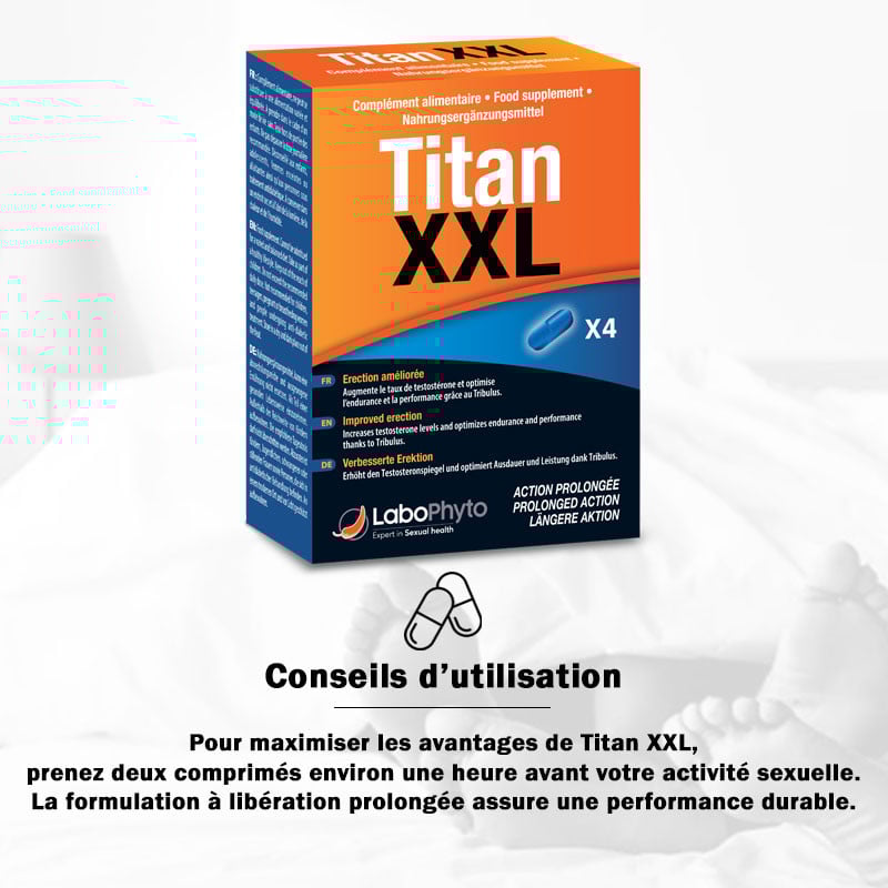 Aphrodisiaque Titan XXL (4 comprimés) - Tous nos produits