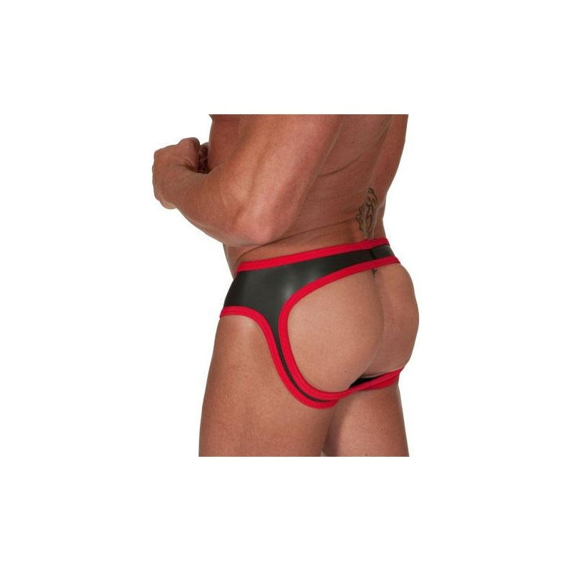 Short Open Back rouge en néoprène - Lingerie for Crossdressers
