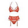 Ensemble glamour rouge 3 pièces - Ensemble lingerie sexy pour travestis Ensemble glamour rouge 3 pièces - Ensemble lingerie sexy pour travestis
