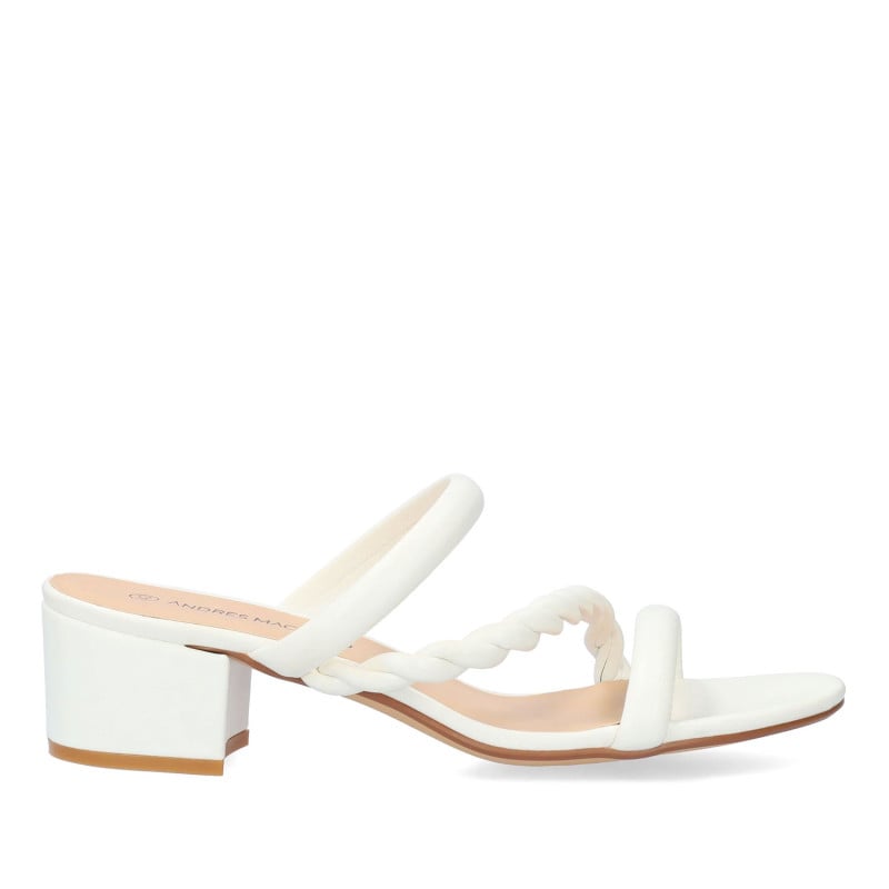 White Cable Mules - Large mules for cross-dressers