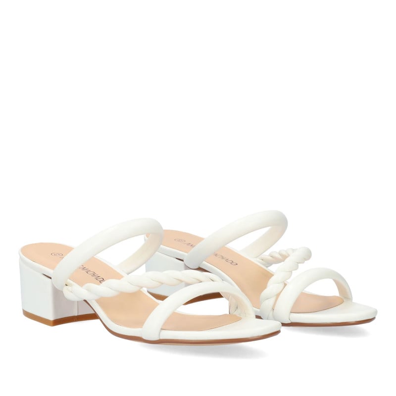 White Cable Mules - Large mules for cross-dressers