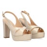 Hauts talons avec plateforme crèmes - Sandales grandes tailles pour travestis