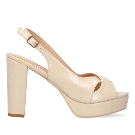 Cream Platform High Heels - Open hells and mules