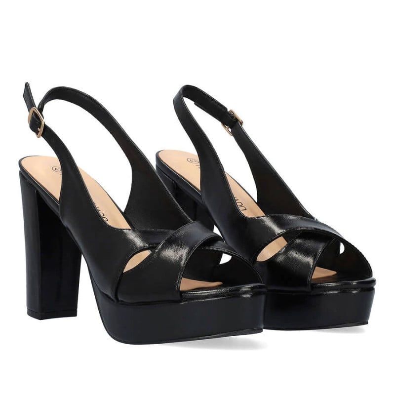 Black Platform High Heels - Open hells and mules