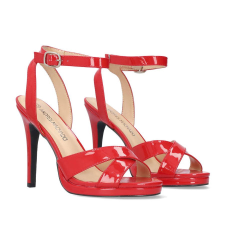 Hauts talons rouges vernis - Sandales grandes tailles pour travestis