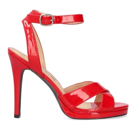Hauts talons rouges vernis - Sandales grandes tailles pour travestis