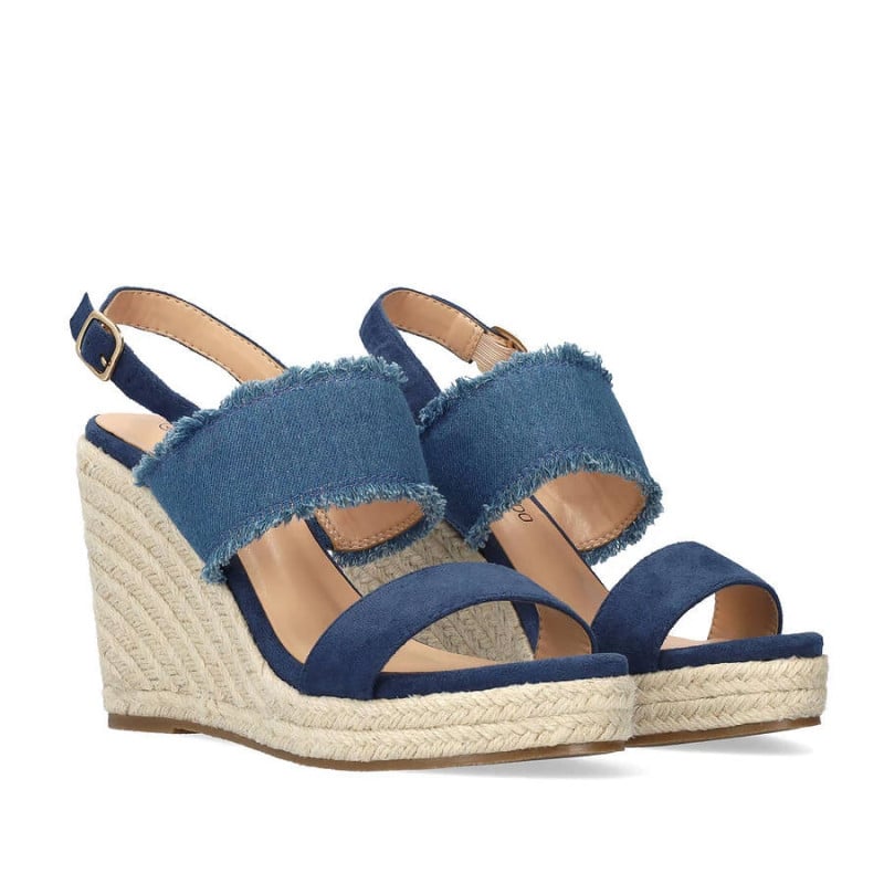 Denim Espadrille Sandals - Open hells and mules