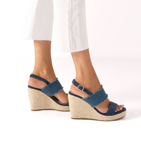 Denim Espadrille Sandals - Open hells and mules