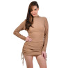 Beige sequined stretch dress with adjustable length - Dresses Beige sequined stretch dress with adjustable length - Dresses