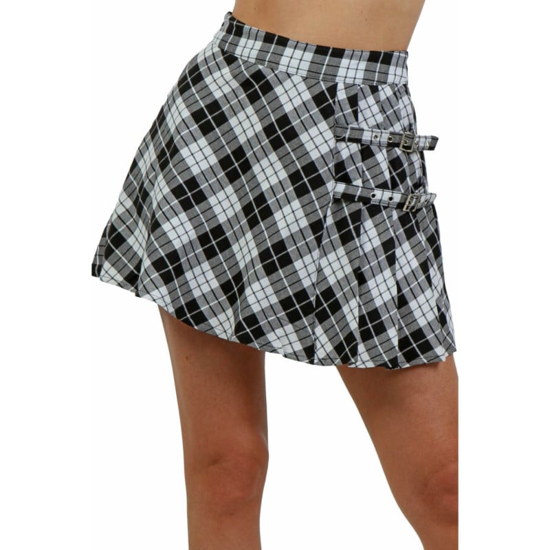 Jupe à carreaux avec boucles décoratives - Jupes pour travestis