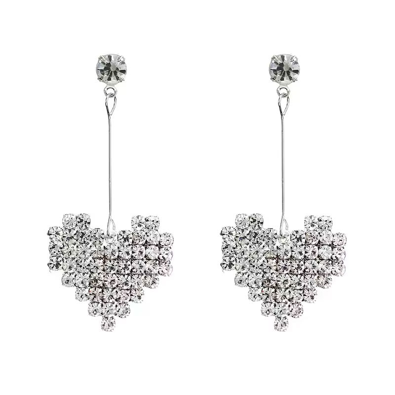 Boucles clips pendantes coeur - Boucles d'oreilles à clips