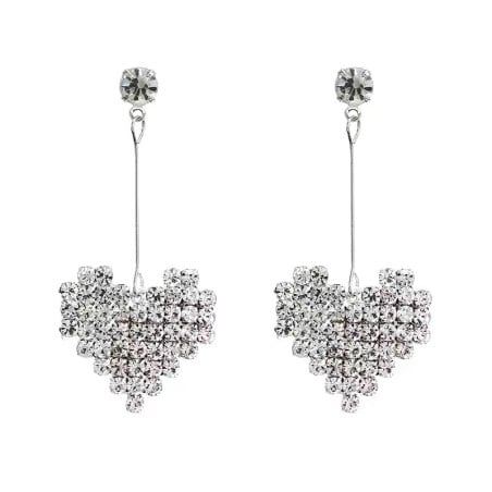 Boucles clips pendantes coeur - Boucles d'oreilles à clips Boucles clips pendantes coeur - Boucles d'oreilles à clips