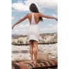 Robe blanche simili cuir et dentelle Sophia - Robes pour travestis Robe blanche simili cuir et dentelle Sophia - Robes pour travestis