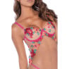 Nuisette en résille et dentelle florale rose et string - Nuisettes pour travestis Nuisette en résille et dentelle florale rose et string - Nuisettes pour travestis