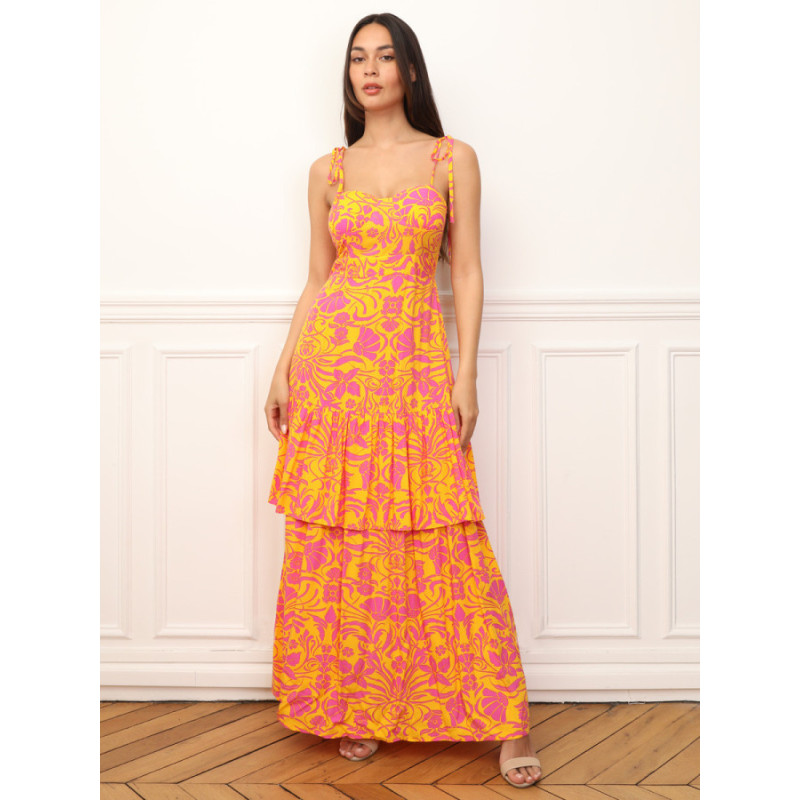 Floral Ruffled Flared Dress - Dresses