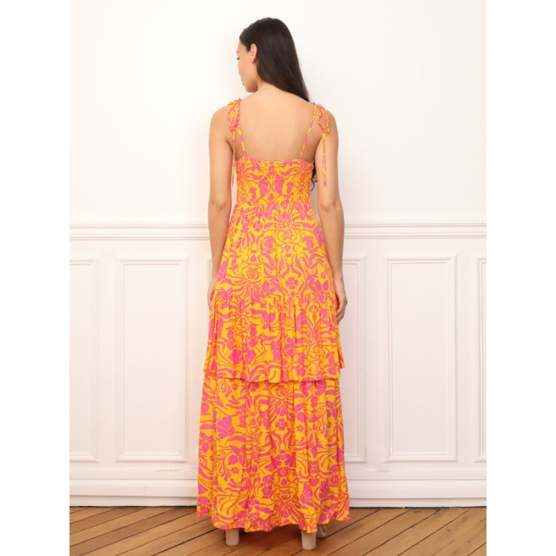 Robe évasée à volants et fleurs - Robes pour travestis