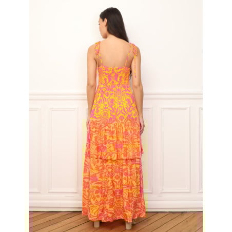 Robe évasée à volants et fleurs - Robes pour travestis