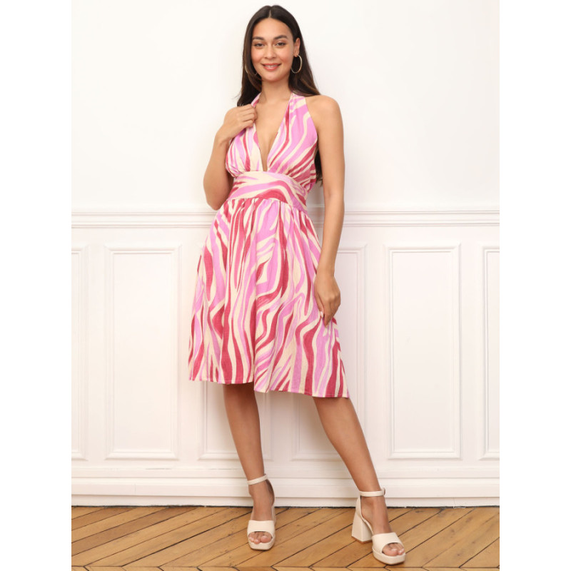 Zebra Print Flared Dress - Dresses