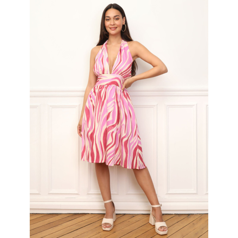 Zebra Print Flared Dress - Dresses